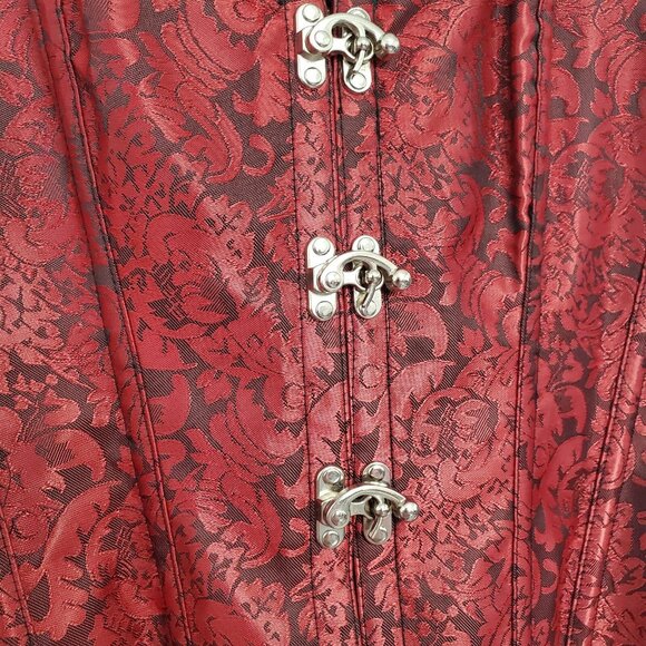 Undbranded Womens Red Toggle Lace Up Corset Size M Steampunk Dark Goth Vampire - Picture 3 of 9